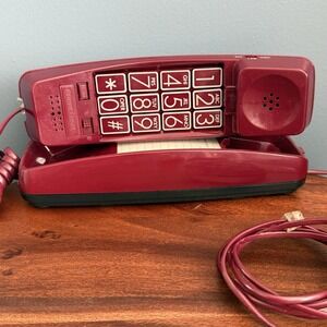 Conair Big Button Phone PR5001 Burgundy Red 1993 w/ Matching Cord Vintage Tested